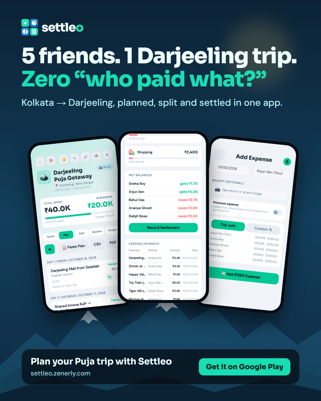 Plan & Track Your Darjeeling Trip Expenses with Settleo